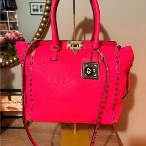 Valentino Ruckstud Hot Pink Handbag